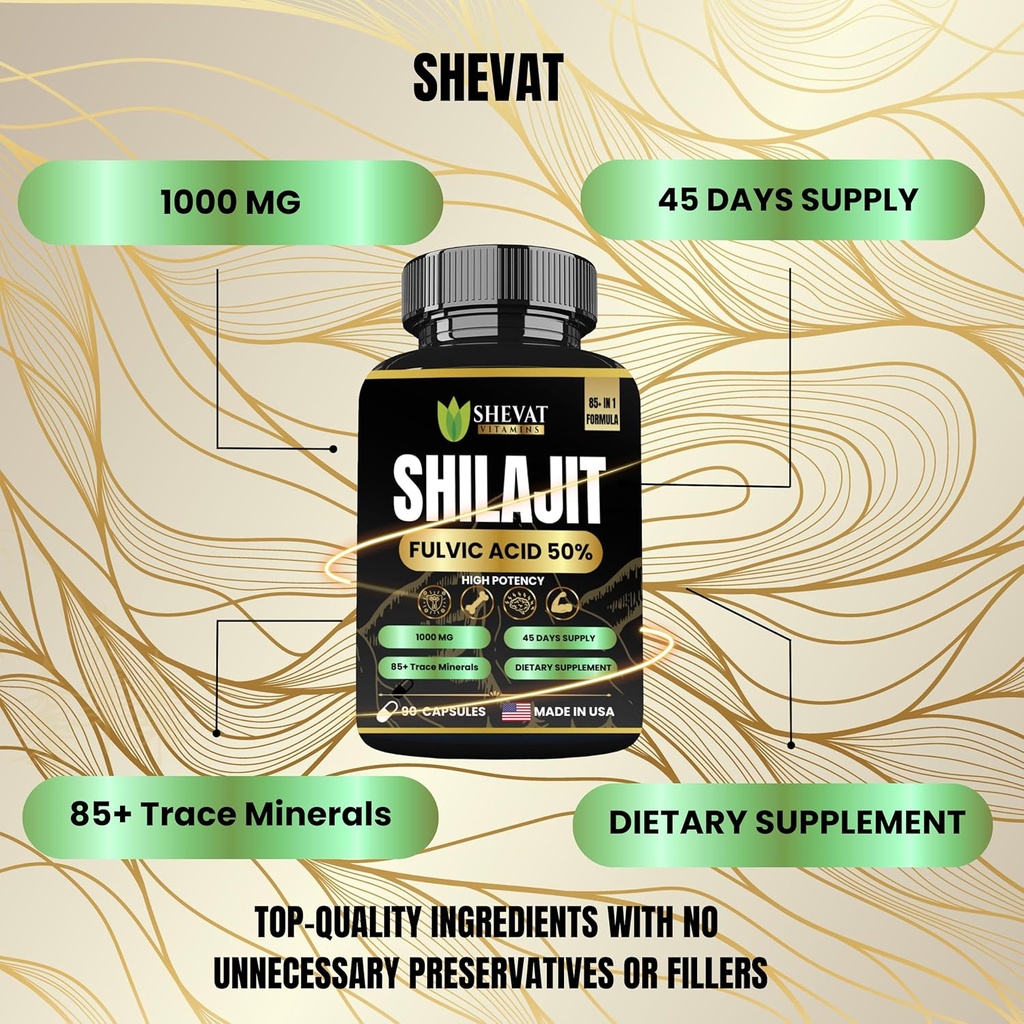 90 Shilajit Capsules for Men & Women 22000mg with 50% shilajit Fulvic acid organic Himalayan Natural Shilajit for Men Pure Shilajit Extract 85+Trace Mineral Supplements for Women Energy Boost-USA Made 6