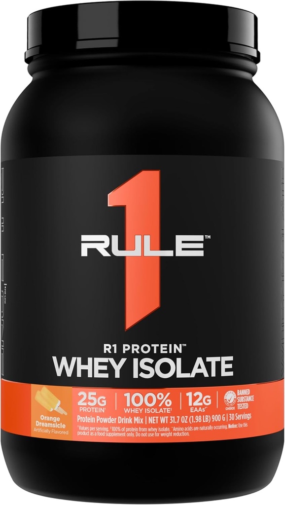Rule 1 R1 Protein Whey Isolate - with 25g Protein & 6g BCAA Exclusively from Isolated & Hydrolyzed Sources for Workout Recovery (2 Pounds*, Orange Dreamsicle) 2