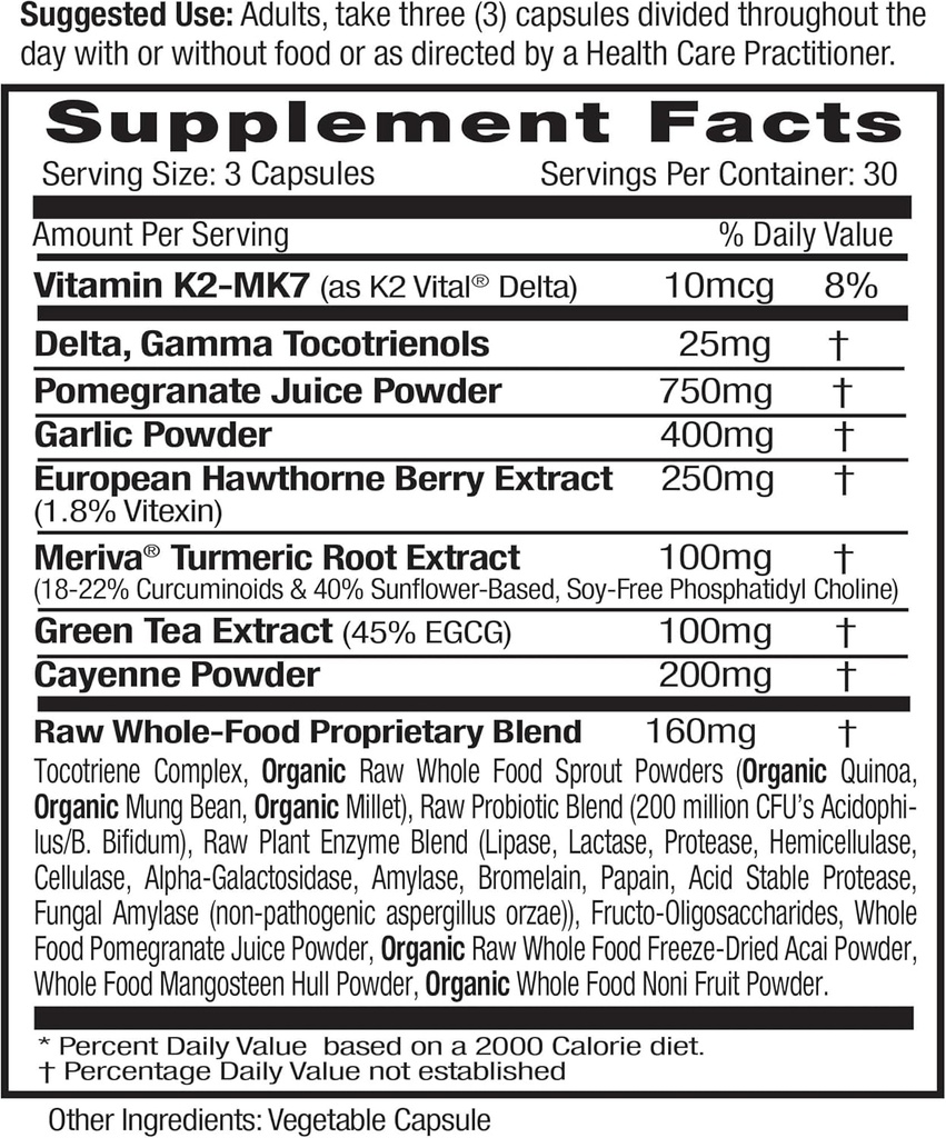 Emerald Labs Heart, Artery & Vein Health - Heart Health Support with Hawthorn Berry, Meriva Turmeric, Vitamin K2 as Vital Delta MK-7 & More - Gluten-Free - 90 Vegetable Capsules (30-Day Supply) 3
