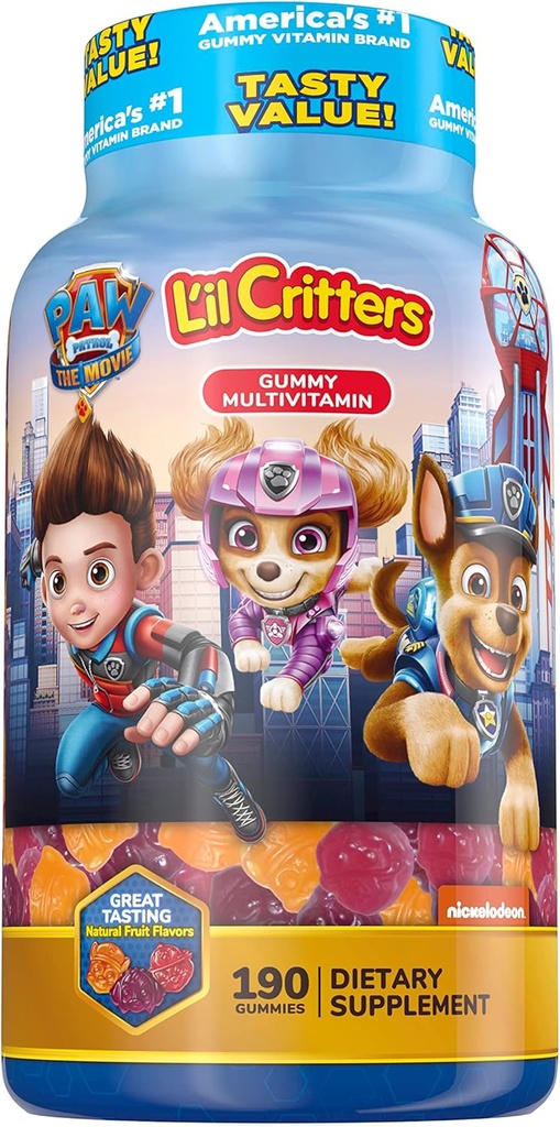 L'il Critters Paw Patrol & Gummy Vites Kids Multivitamin Gummies, 190 Count Cherry, Strawberry, Orange, Pineapple and Blueberry Flavors 3