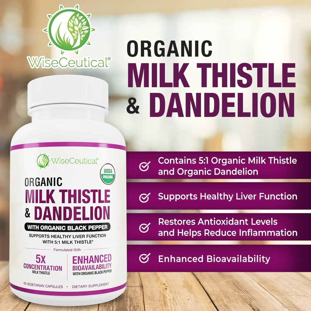 All-Natural Liver and Gut Support | Organic Milk Thistle, Organic Dandelion Root & Organic Black Pepper | Ginger, Artichoke Leaf Extract, Deglycerized Licorice Root & Patented Zinc Carnosine 6