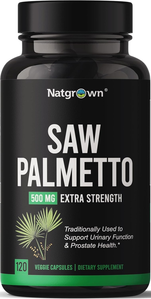 Natgrown Saw Palmetto for Men 500mg – Prostate Health Supplement with DHT Blocker for Hair Loss & Urinary Flow – 120 Vegan Capsules – Non-GMO, Gluten-Free 2