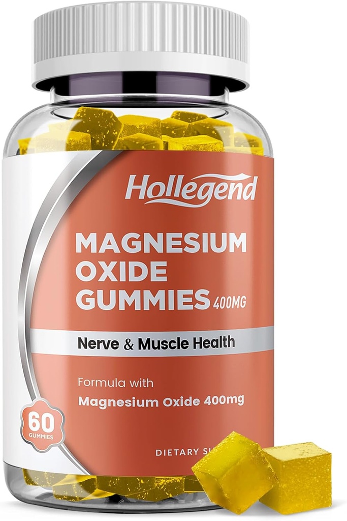 Magnesium Oxide 400mg Gummies, Magnesium Oxide Chewable Supplement for Muscle, Nerve & Heart Health, Vegan, Pinapple Flavor, 60 Count 2