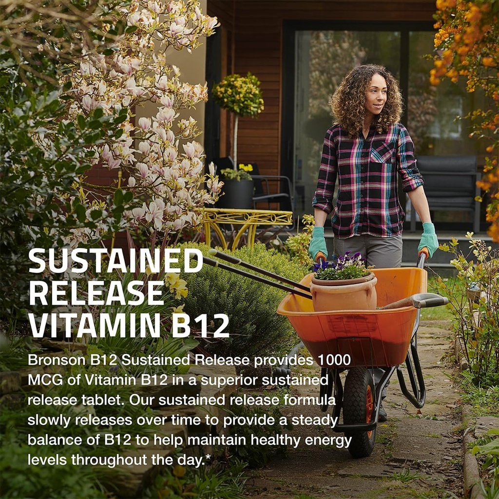 Bronson Vitamin B12 1000 mcg Sustained Release Premium Non GMO Tablets Supports Nervous System, Healthy Brain Function and Energy Production, 250 Count 6