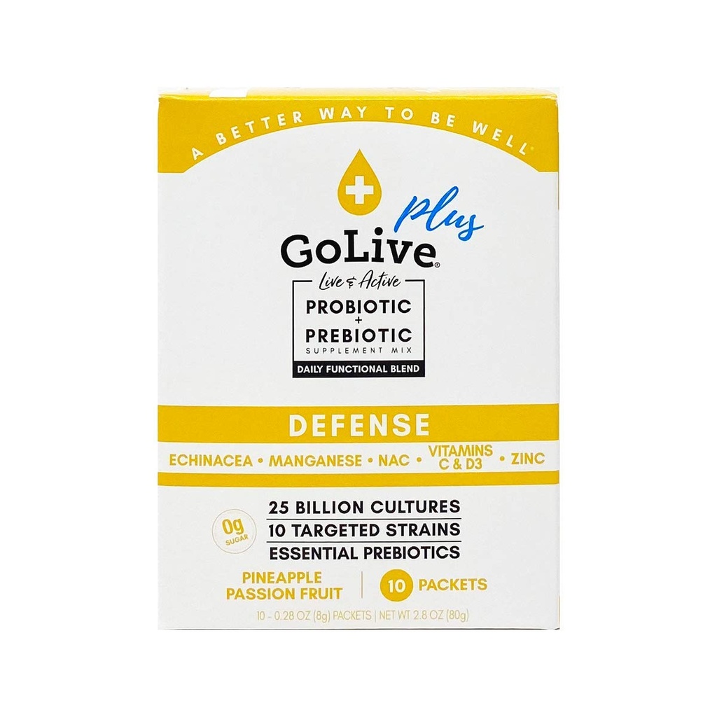 GoLive Immune Defense – Sugar-Free Synbiotic Powder with Prebiotics & Probiotics – 25 Billion CFUs, 10 Clinical Strains – Supports Digestion, Metabolism & Immunity – 10 Servings 2