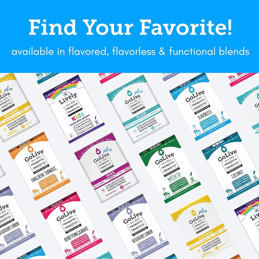 GoLive Immune Defense – Sugar-Free Synbiotic Powder with Prebiotics & Probiotics – 25 Billion CFUs, 10 Clinical Strains – Supports Digestion, Metabolism & Immunity – 10 Servings 6