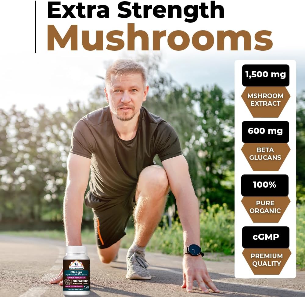 Cancer Sciences Chaga Wellness Mushrooms Supplement, USDA Certified Organic Mushroom Extract, Extra Strength 1,500 mg, High Potency 40% Beta-Glucans, Immune Support, Gut Health, Antioxidant, 120 Caps 4