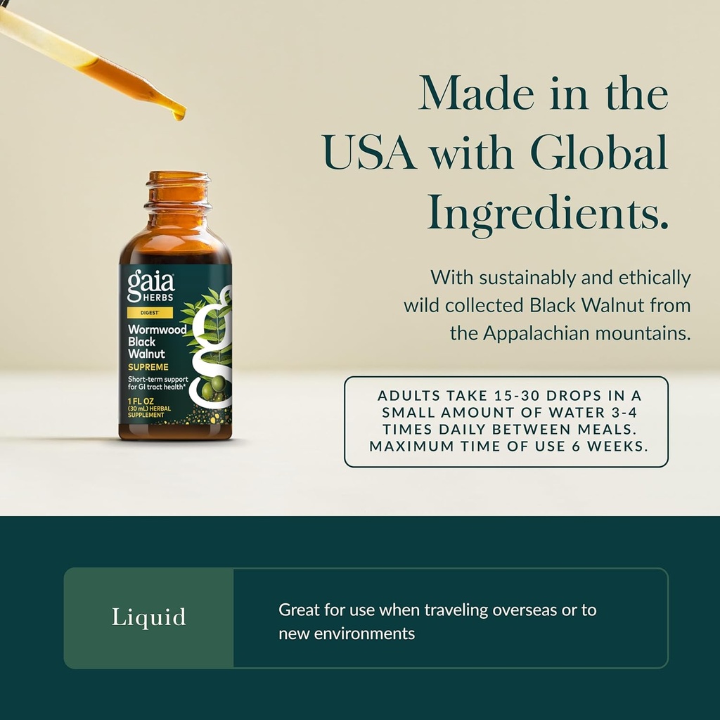 Gaia Herbs Wormwood Black Walnut Supreme 1 Fl Oz, Liquid Extract 5