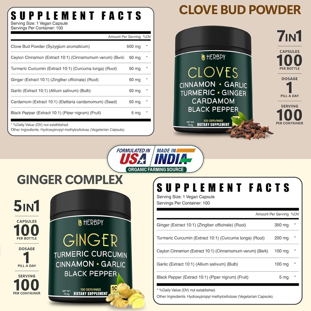 Bundle 7in1 Cloves Supplement & 5in1 Ginger Supplement 5
