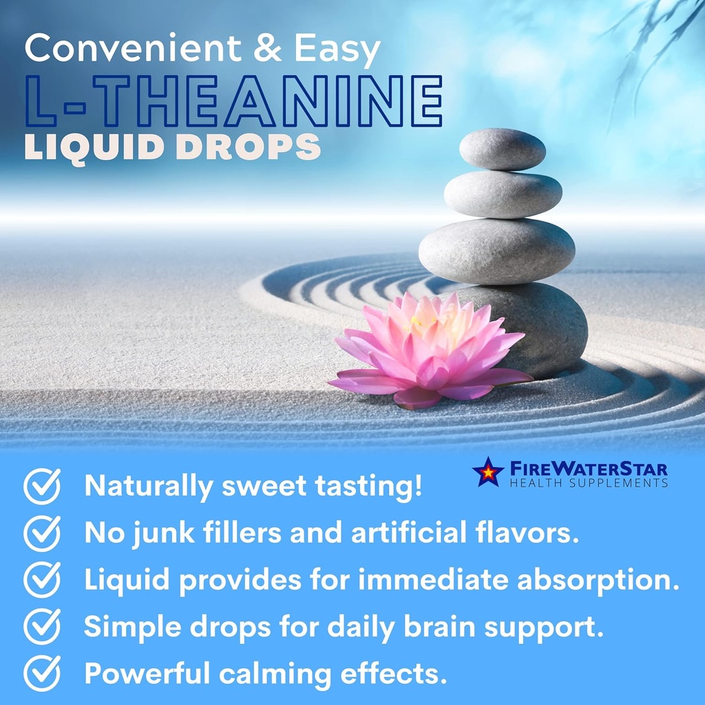 FWS L Theanine Liquid Drops, 200mg 99% Pure Bioactive L-Theanine, Organic, Natural, Vegan, Non GMO Helps to Promote Calmness, Relaxation, Improved Mood, Restful Sleep, for Adults and Kids 5