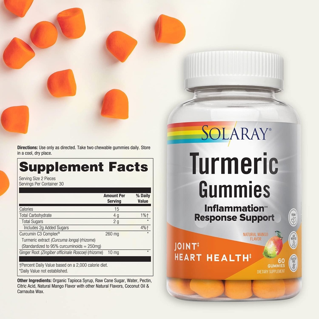 SOLARAY Turmeric Gummies w/Ginger | Healthy Heart & Inflammation Response Support | Vegan, Gluten Free | 30 Serv, 60 Ct 4