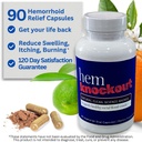 Internal Hemorrhoid Relief Supplement- Fast-Acting Pills for Pain, Swelling & Bleeding - Natural Vein Strengthening Formula - 90 Day Supply - Made in USA 4