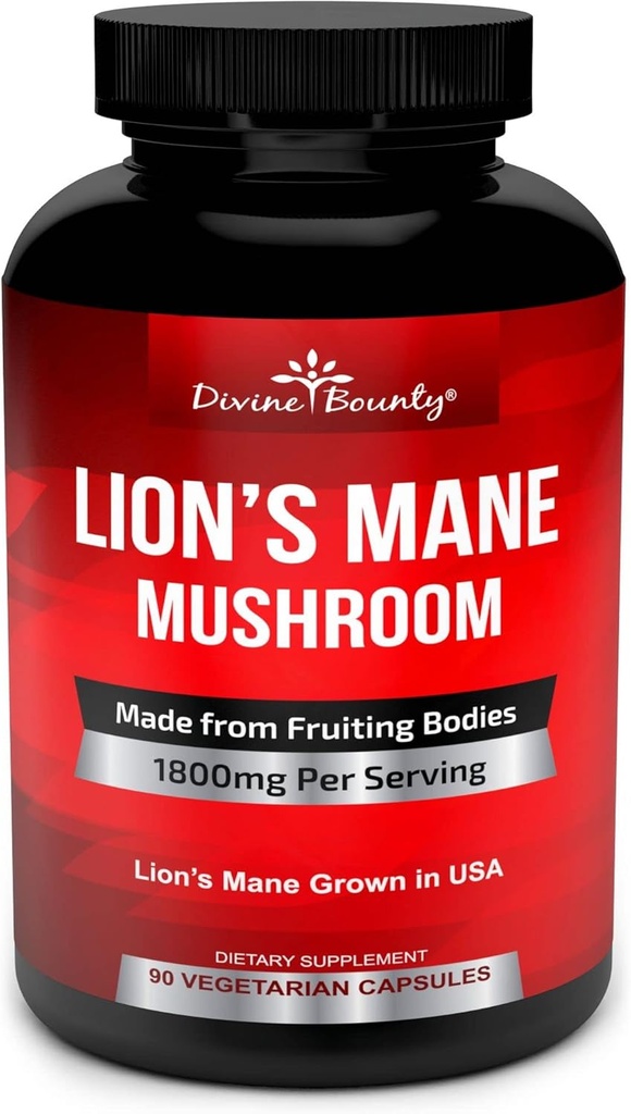 Organic Lions Mane Mushroom Capsules - 1800mg Strongest Lion's Mane Mushroom Supplement - Non-GMO Lions Mane Extract Powder - Nootropic Brain Supplement - Brain & Immune Support - 90 Vegetarian Caps 2