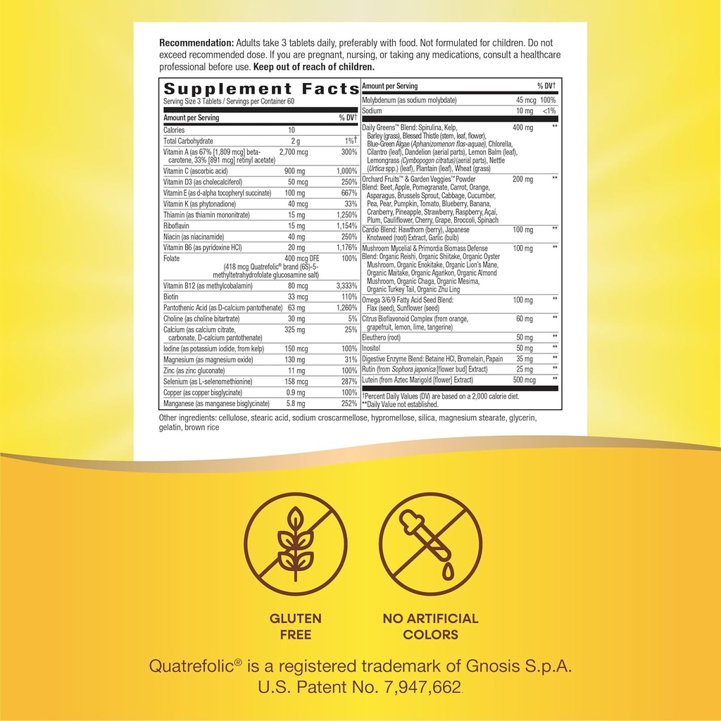 Nature's Way Alive! Max3 Potency Adult Complete Multivitamin, High Potency B-Vitamins to Support Energy Metabolism*, with Methylated B12 and Folate, No Added Iron, 180 Tablets 6