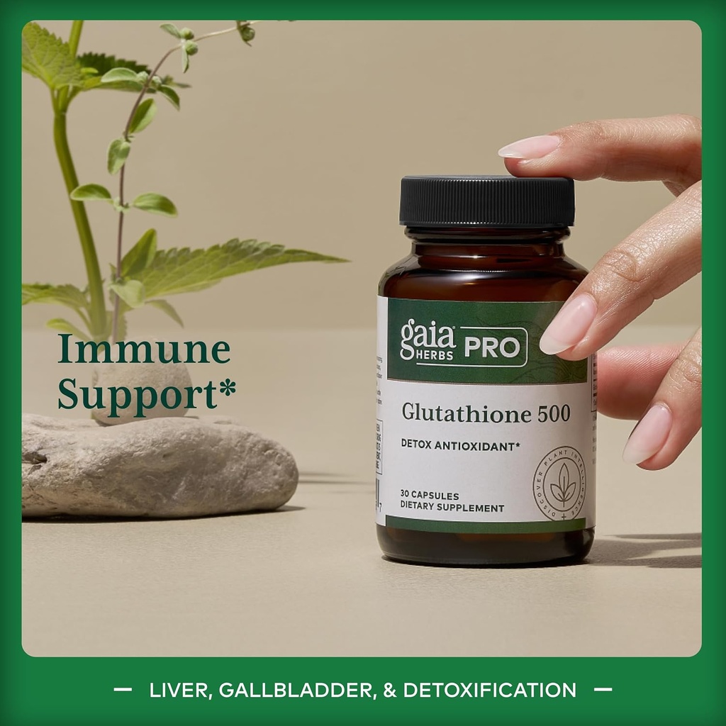 GAIA HERBS PRO Glutathione 500 - Antioxidant Supplement Supports Cellular Health* - Supplement with Glutathione for Men & Women - Vegan, Gluten-Free, Soy-Free - 30 Capsules (30 Servings) 4