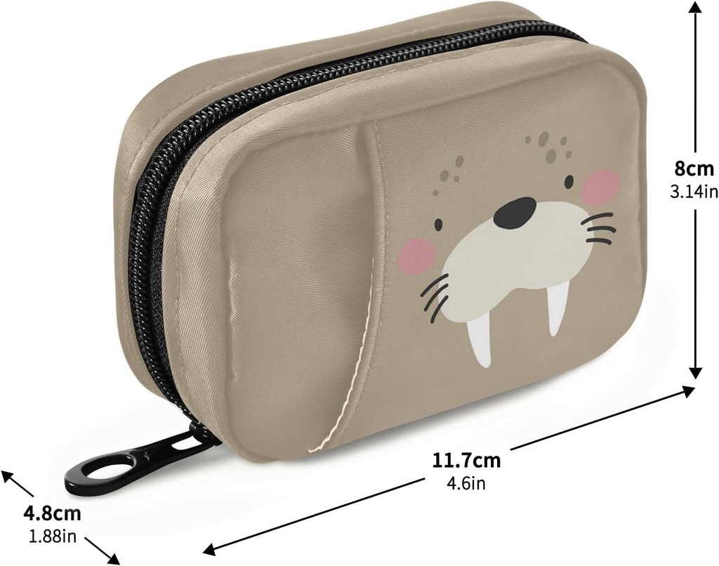 Cute Sea Lion Pill Box 7 Day Pill Case Bag Travel Pill Organizer Bag with Zipper Pill Bag Portable Weekly Case Compact Size for Vitamin Supplement Holder 4