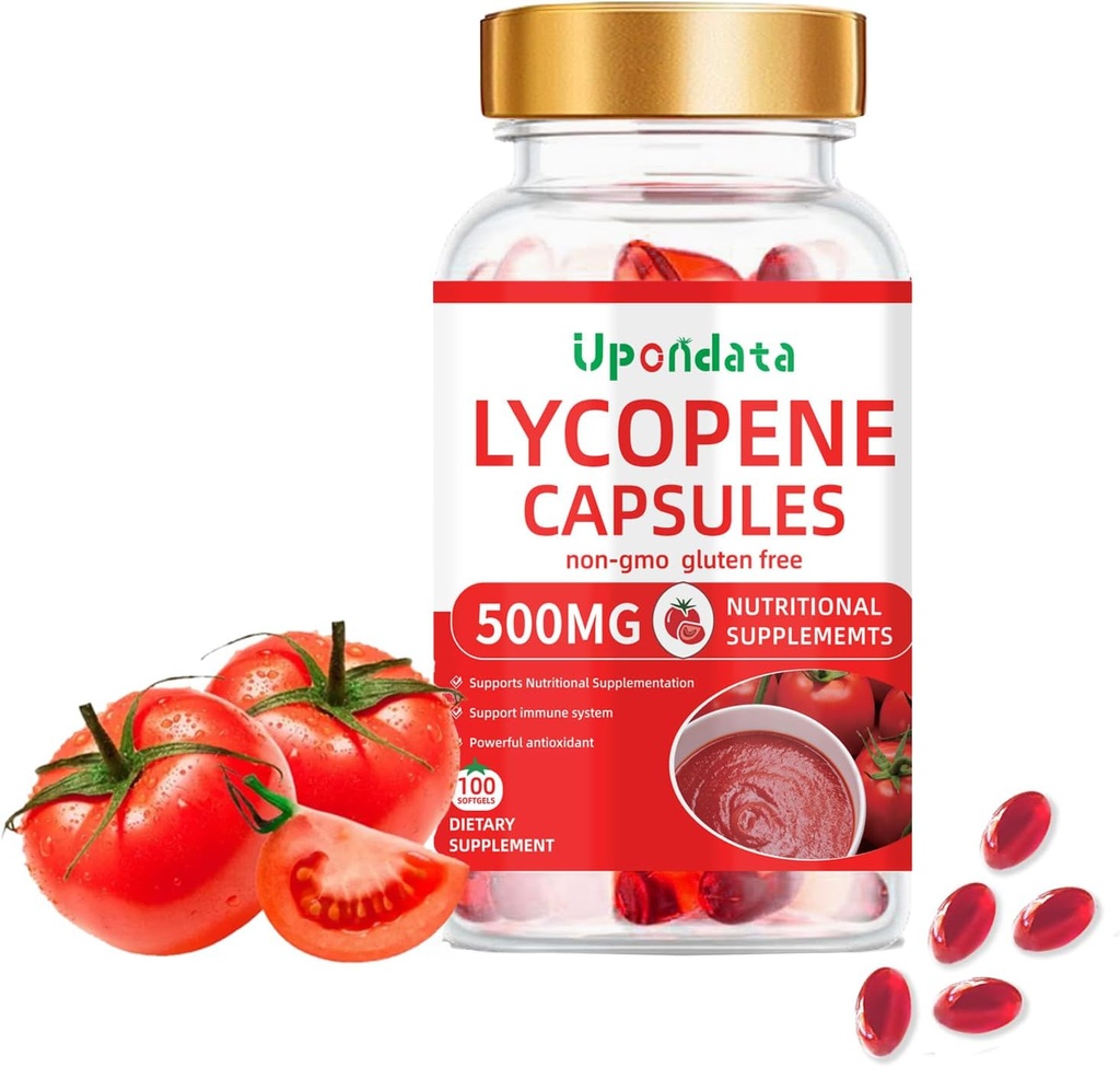 Lycopene Capsules - 500mg /100 Softgels Natural Tomato Extract Organic Complex Formula Supplement - Gluten-Free, Non-GMO (1 Pack) 2