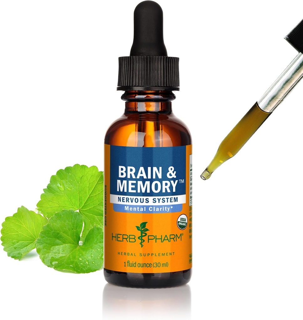 Herb Pharm Organic Nootropic Brain & Memory Supplement with Ginkgo Biloba Liquid Extract: Fast Absorption for Mental Focus Support, Ginkgo Supplement, Vegan, Gluten-Free, Non-GMO, 1 Oz 2
