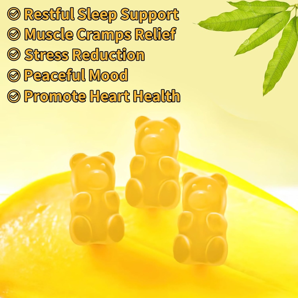 Magnesium Glycinate Gummies 1000mg - Sugar Free Magnesium Potassium Supplement with Vitamin D, B6, CoQ10 for Calm Mood & Sleep Support - 180 Mango Pineapple 6