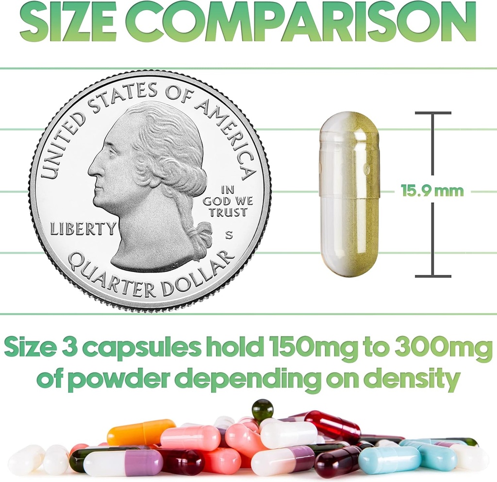 XPRS Nutra Size 3 Empty Capsules - 500 Count Empty Vegan - Vegetarian Pills - DIY Vegetable Capsule Filling - Veggie Pill Caps (White) 3