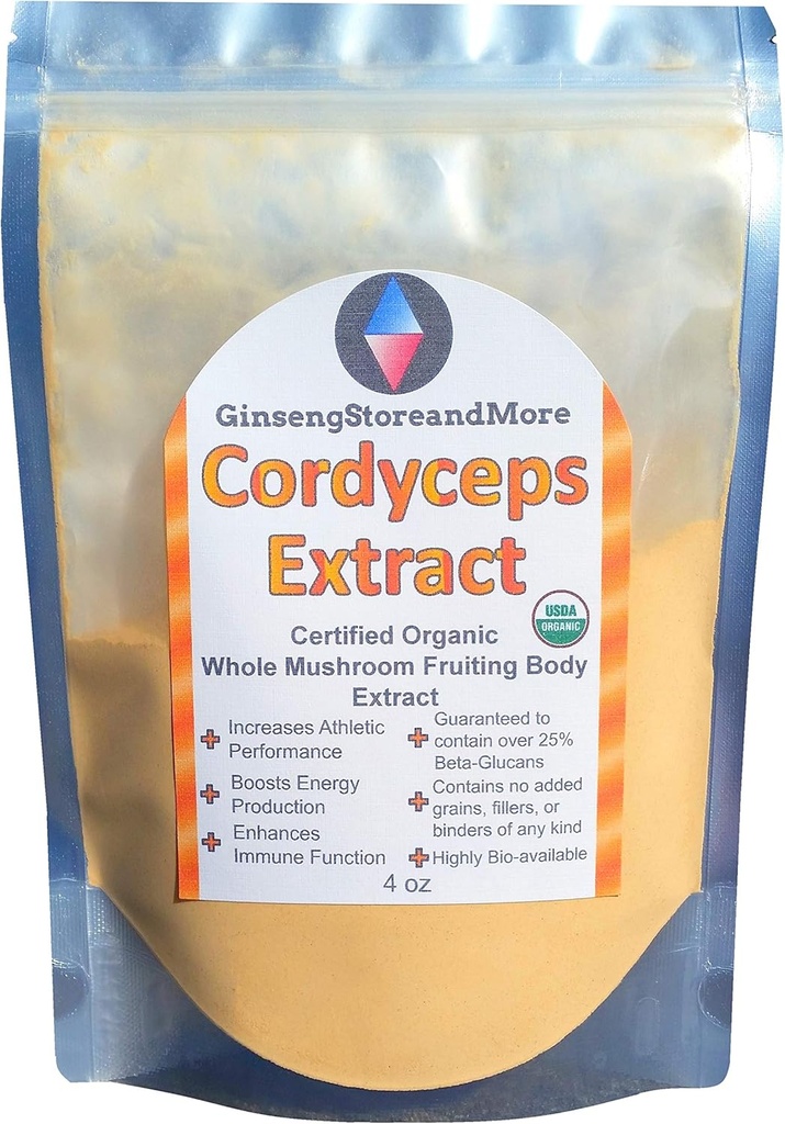 4oz Organic Cordyceps Mushroom Extracted From Real Mushroom Fruiting Bodies from Nammex | >30% Beta-Glucans | Cordyceps Militaris | β-Glucan for Energy, Immune System, Athletic Performance 2