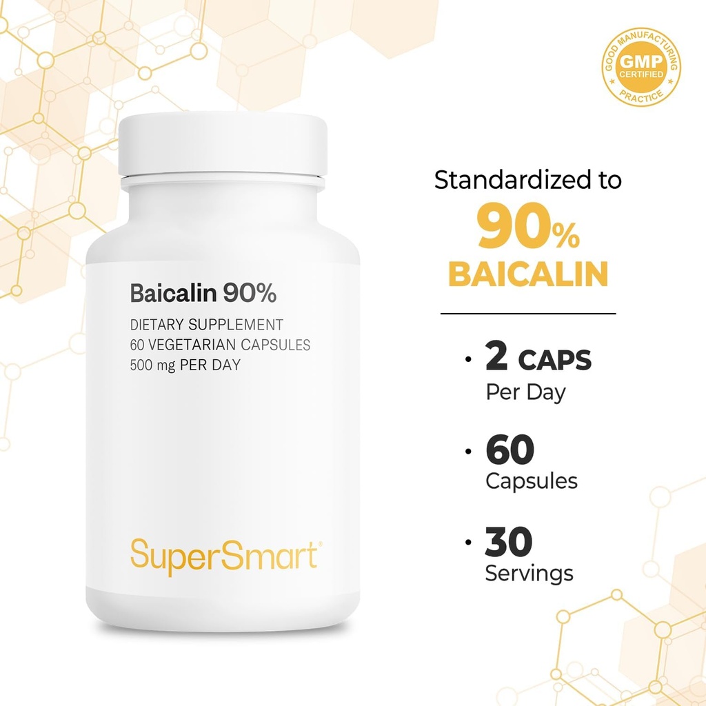 Supersmart - 90% Baicalin 500mg per Day (Scutellaria Baicalensis) - Chinese Skullcap Extract Supplement | Non-GMO & Gluten Free - 60 Vegetarian Capsules 6