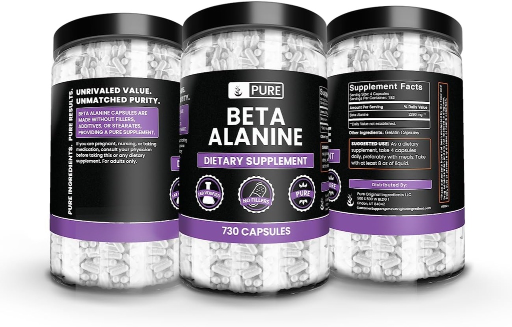Pure Original Ingredients Beta Alanine, (730 Capsules) Always Pure, No Additives Or Fillers, Lab Verified 5