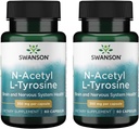 Swanson N-Acetyl L-Tyrosine - Amino Acid Supplement Supporting Overall Brain Health & Central Nervous System Function - Promotes Mood & Cognitive Health - (60 Capsules, 350mg Each) (2 Pack) 2