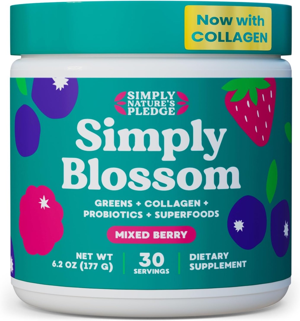 Simply Blossom Nutrition - Daily Greens & Superfood Powder + Collagen + Probiotics for Women's Digestive Health & Bloating Relief. Help Your Health Bloom - 30 Day Supply 2
