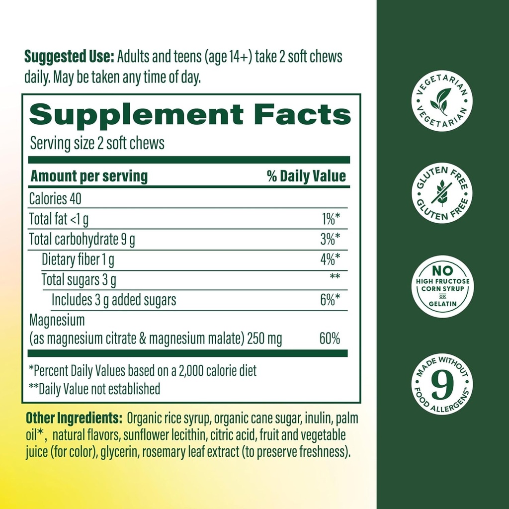MegaFood Relax + Calm Magnesium Supplement - Soft Chews with Magnesium Citrate & Malate for Heart Health, Muscle Tension & More - Vegetarian - Strawberry Flavor - 30 Chews per Pack (2 Pack) 3