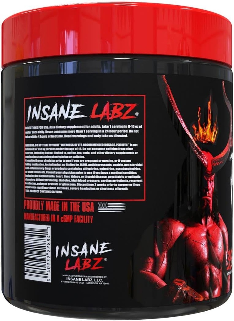 Insane Labz Hellboy Edition, High Stimulant Pre Workout Powder and NO Booster with Beta Alanine, L Citrulline, and Caffeine, Boosts Focus, Energy, Endurance, Nitric Oxide Levels, 35 Srvgs, Blue Rasp 4