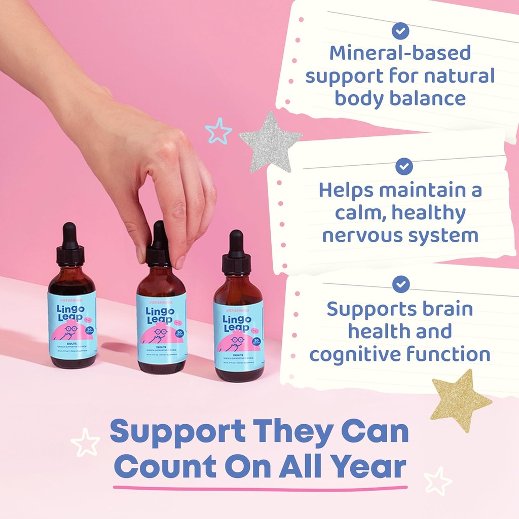 JoySpring LingoLeap – Liquid Kids Formula with Zeolite Clinoptilolite, Methylated B12 & Vitamin D3 | Gentle Daily Support for Kids’ Wellness | Ages 3+ | (1fl oz) 30 Servings 3