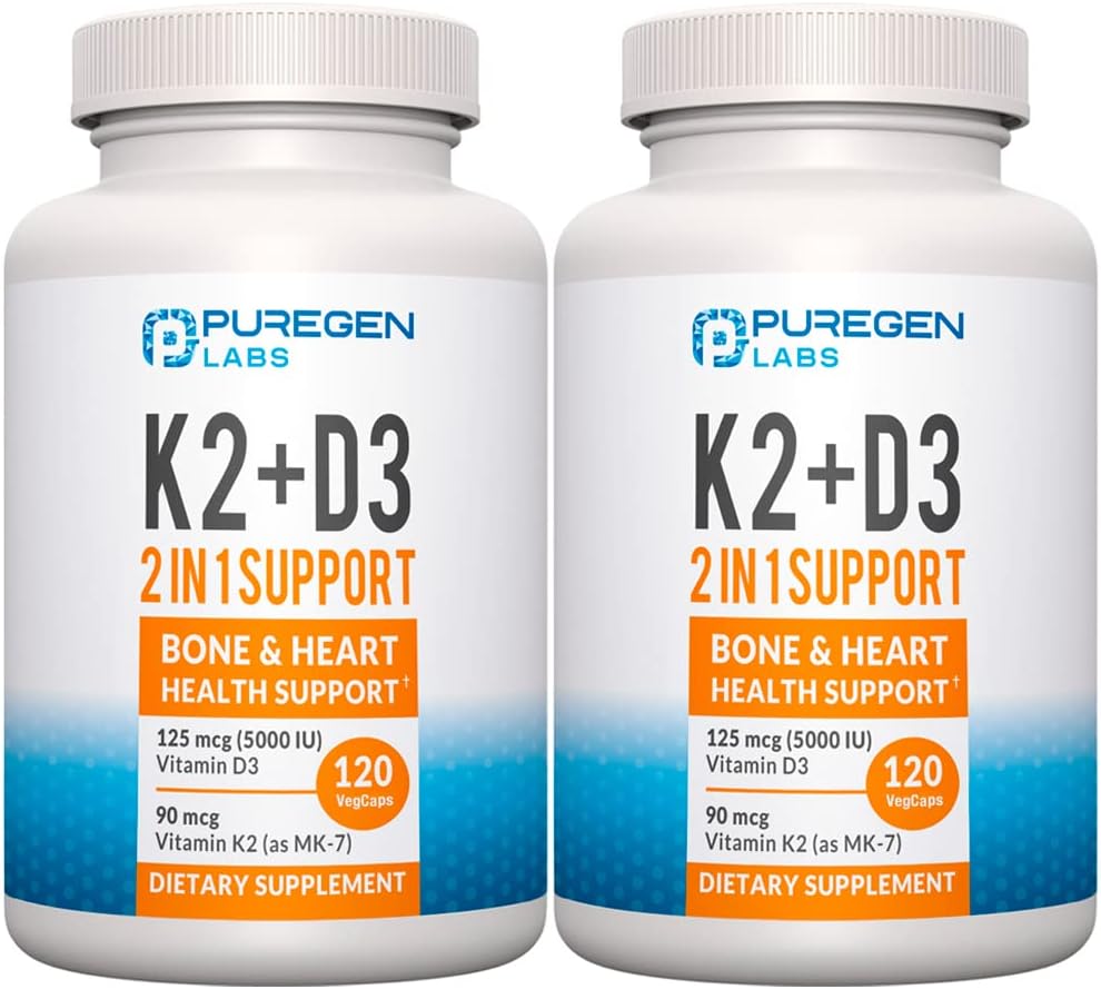 2 in 1 High Potency Formula 90mcg Vitamin K2 (MK7) and 5000 IU Vitamin D3 Supplement for Bone and Heart Health | Non-GMO Formula Vitamin D3 & K2 Complex, Total 240 Capsules I 8 Month Supply 2