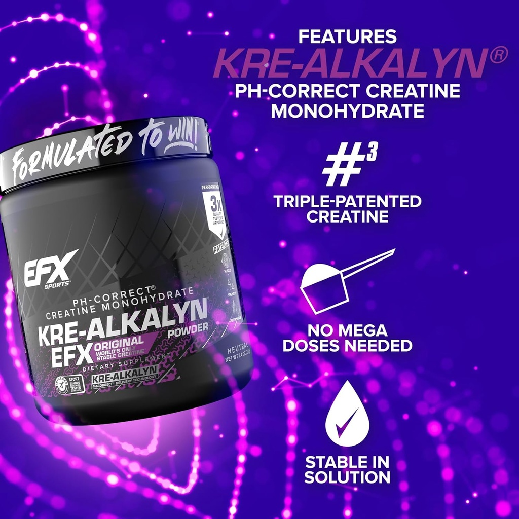 EFX Sports Kre-Alkalyn EFX Powder | pH Correct Creatine Monohydrate Powder Supplement | Strength, Muscle Growth & Performance | 140 Servings (Unflavored) 5