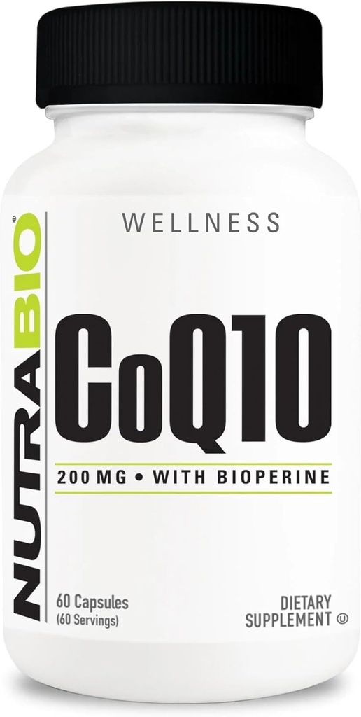 NutraBio CoQ10 Dietary Supplement with Bioperine, Healthy Heart Function & Cellular Energy Production, 200mg - 60 Capsules 2