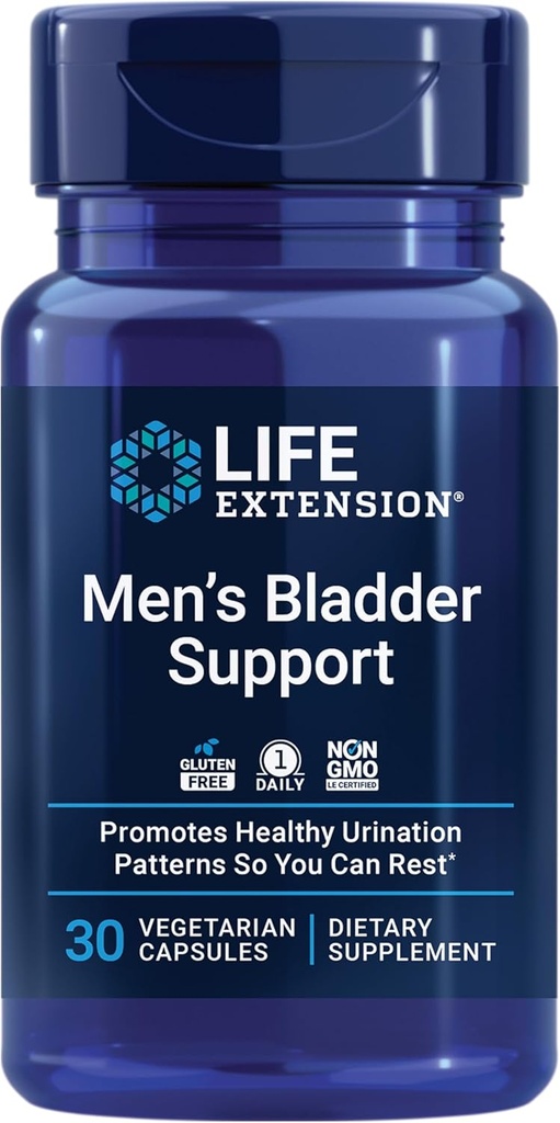 Life Extension Men's Bladder Support, melatonin, beta-sitosterol, lycopene, Nighttime Urination, Sleep Patterns, Prostate Health, Bladder Support, Gluten Free, Non-GMO, Vegetarian, 30 Capsules 2