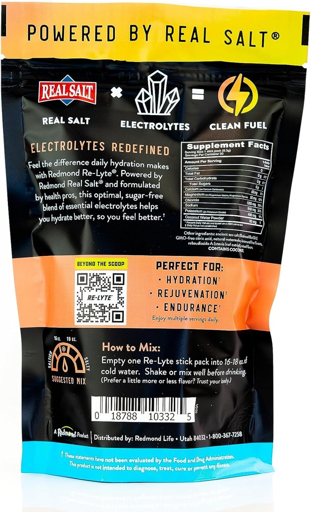 REDMOND Re-Lyte Hydration Electrolyte Powder Mix, Watermelon Lime (30 Stick Packs) 5