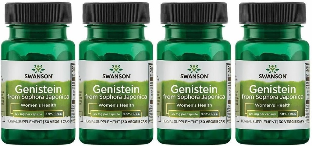 Swanson Soy-Free Genistein - Plant-Based Natural Supplement for Women - Comfort & Balance - (60 Veggie Capsules, 125mg Each) 4 Pack 2