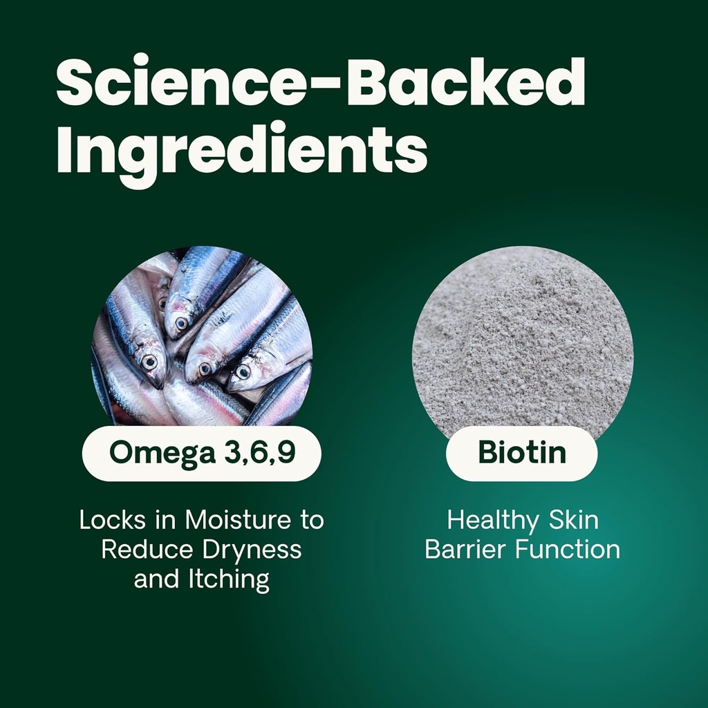 VetriScience Extra Strength Healthy Skin & Coat Chews, Omega Plus Supplement for Dogs, with Balanced Omega 3, 6, 9, Fish Oil and Biotin, Skin Health, Coat Growth and Shine, Duck, 40 Count 5