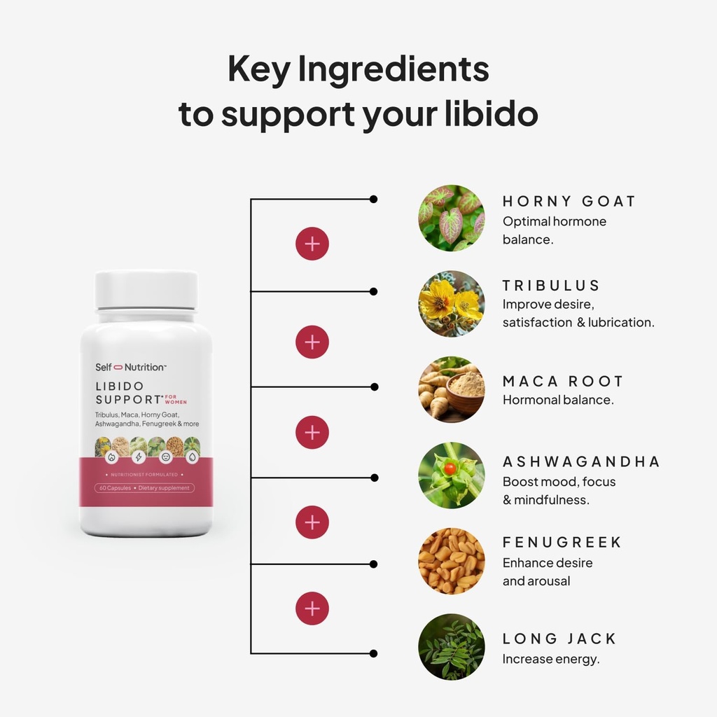 Libido Support for Women, Sensitivity & Desire, Libido Booster for Women with Horny Goat Weed, maca, tribulus, ashwagandha & More - Vegan, USA, Keto, Third-Party Testing - 60 Capsules. 4