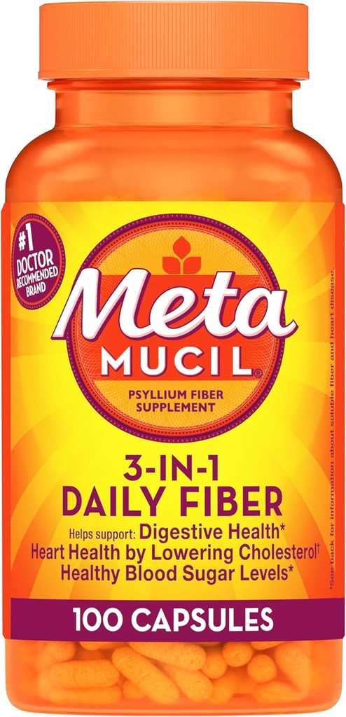 Metamucil Fiber Therapy for Regularity Fiber Supplement Capsules, 100-Count Bottles (Pack of 2) 2