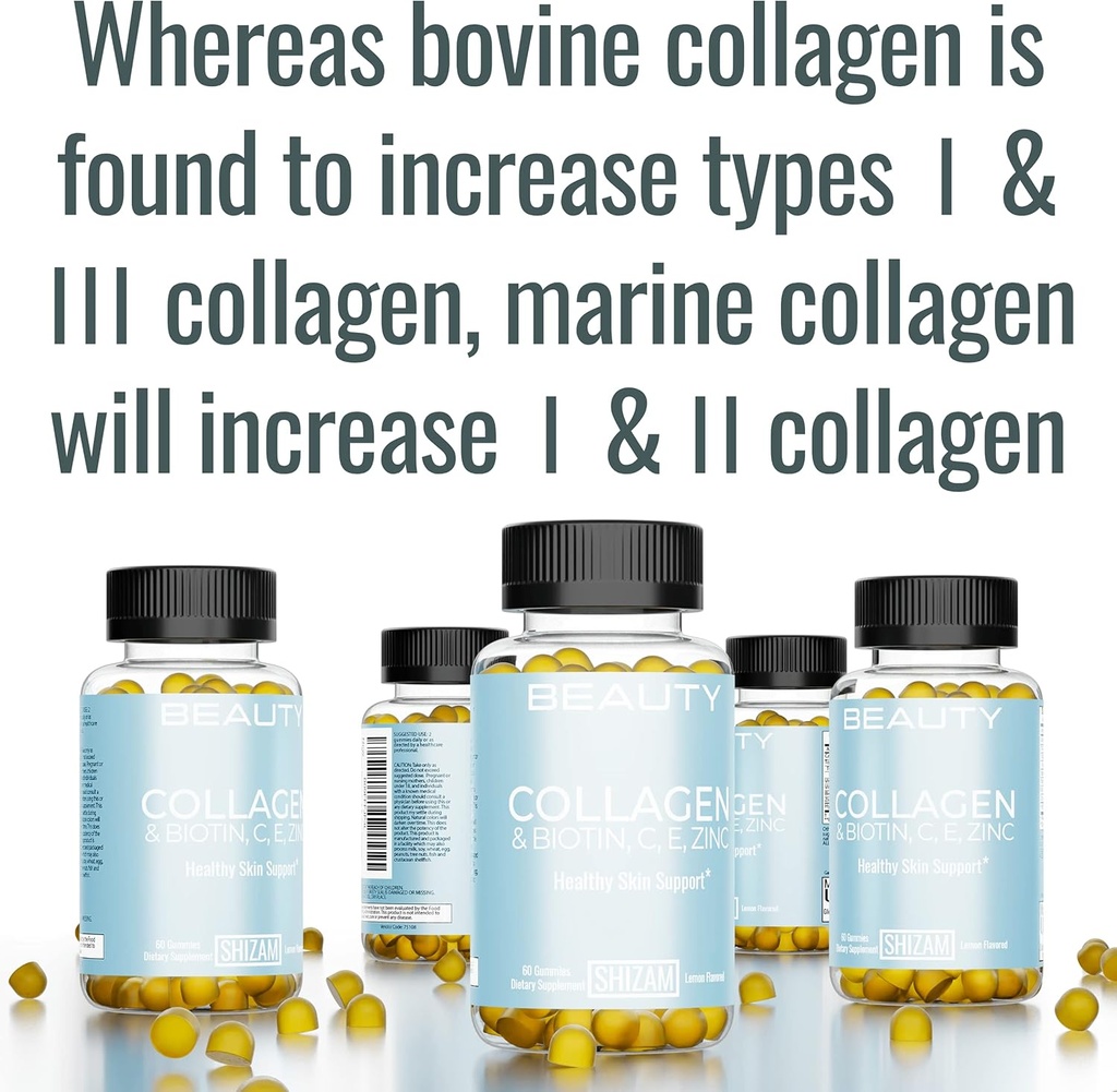 SHIZAM Hydrolyzed Bovine Collagen Biotin Gummies with Multi-Vitamin C, E & Zinc for Hair Growth-Loss and Strong Nail. Alternative for Liquid Drops, Pills & Keratin Shampoo for Women 4