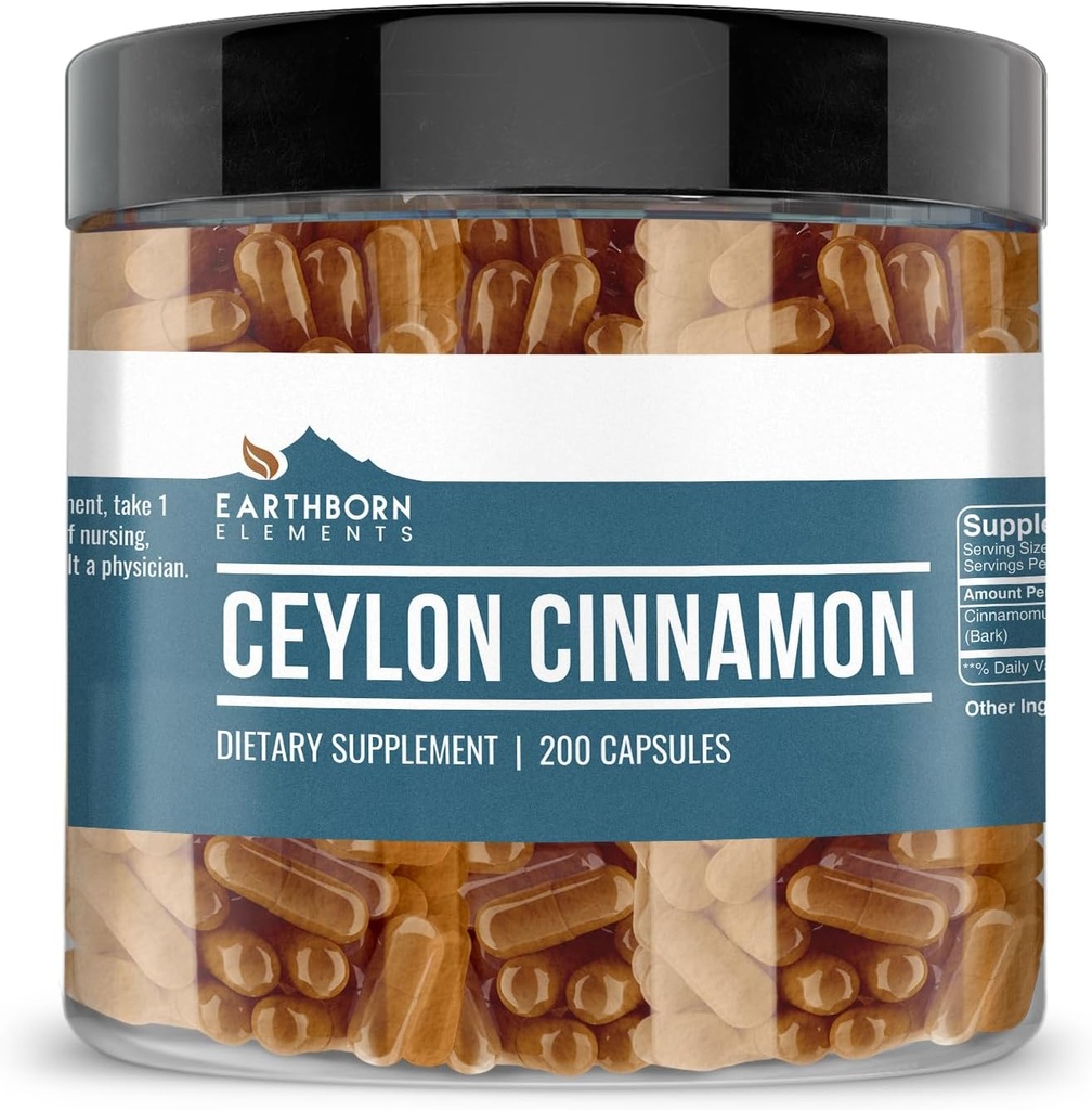 Earthborn Elements Ceylon Cinnamon 200 Capsules, Pure & Undiluted, No Additives 2