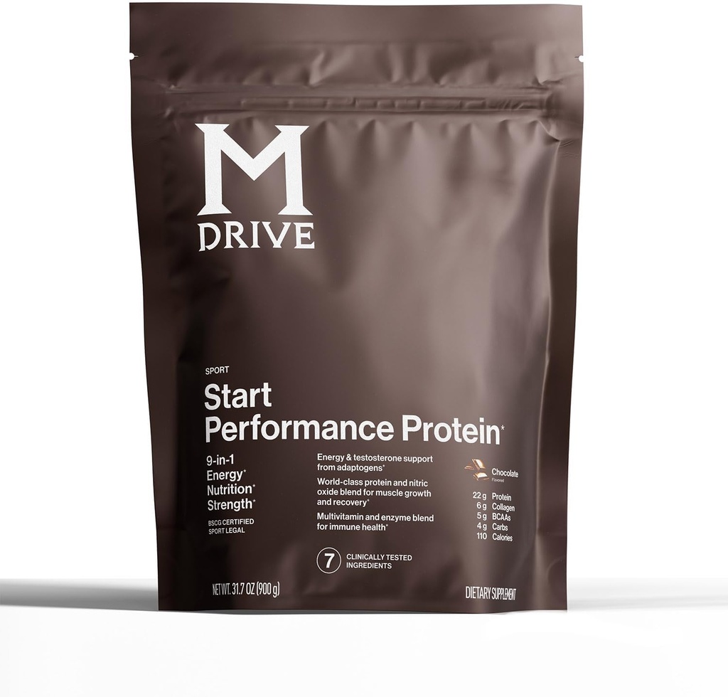 Mdrive Start, 9-in-1 Complete Nutrition and Protein Shake Powder, Supports Energy, Strength, Digestion, Immune Health, Nitric Oxide, Recovery and Reduces Stress - Chocolate Mousse 31.7oz, 30 Servings 2