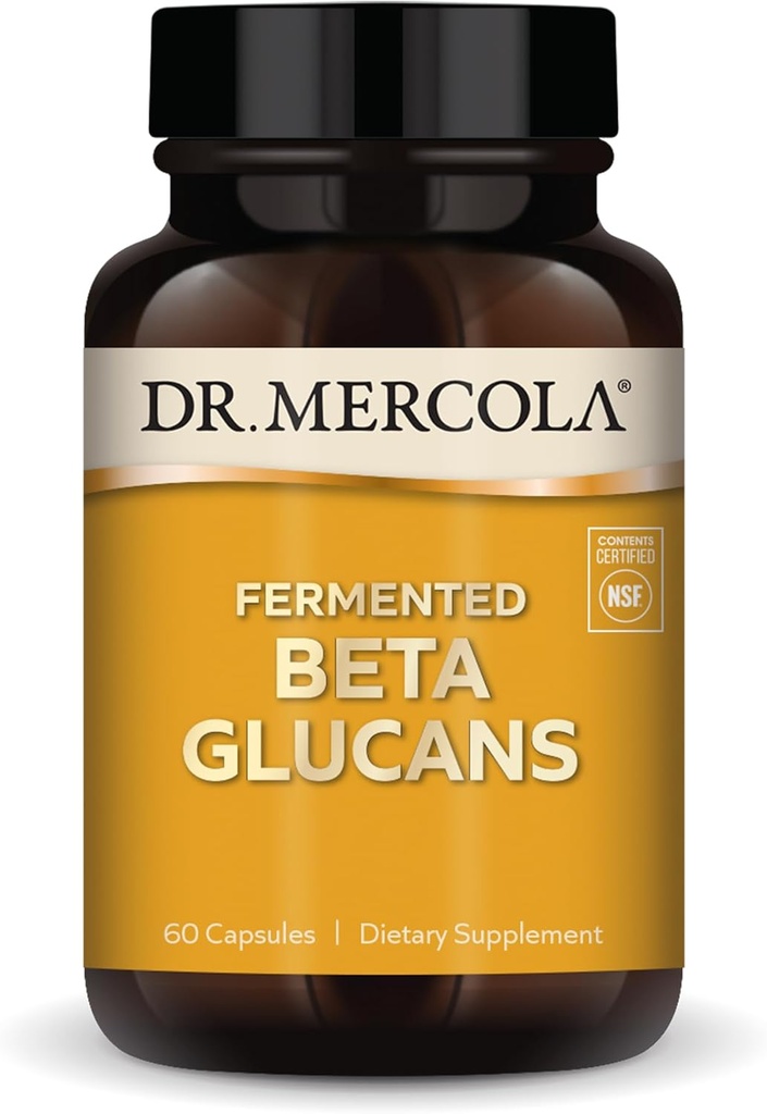 Dr. Mercola Fermented Beta Glucans, 30 Servings (60 Capsules), Dietary Supplement, Immune Support, Non-GMO, NSF Contents Certified 2