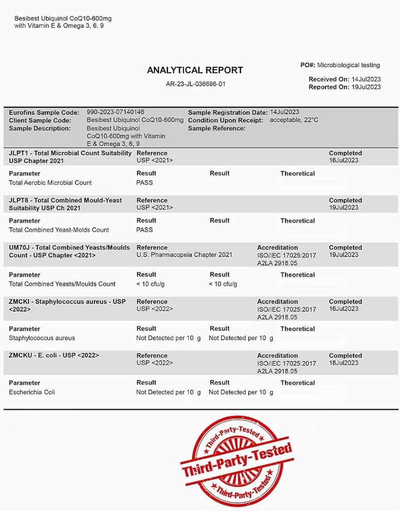 Ubiquinol CoQ10-600mg-Softgel, Active Coq10 Ubiquinol Supplement with Vitamin E & Omega 3, 6, 9, High Absorption-Coenzyme-Q10, Powerful Antioxidant for Energy Production, Tested, 180 Count 3