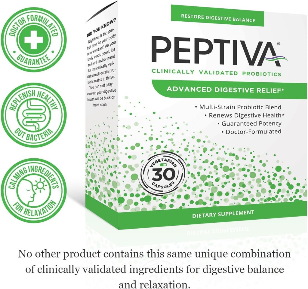 Peptiva Advanced 50 Billion CFU Probiotic - Digestive Relief - Clinically Validated, Premium Probiotic, 30ct 3