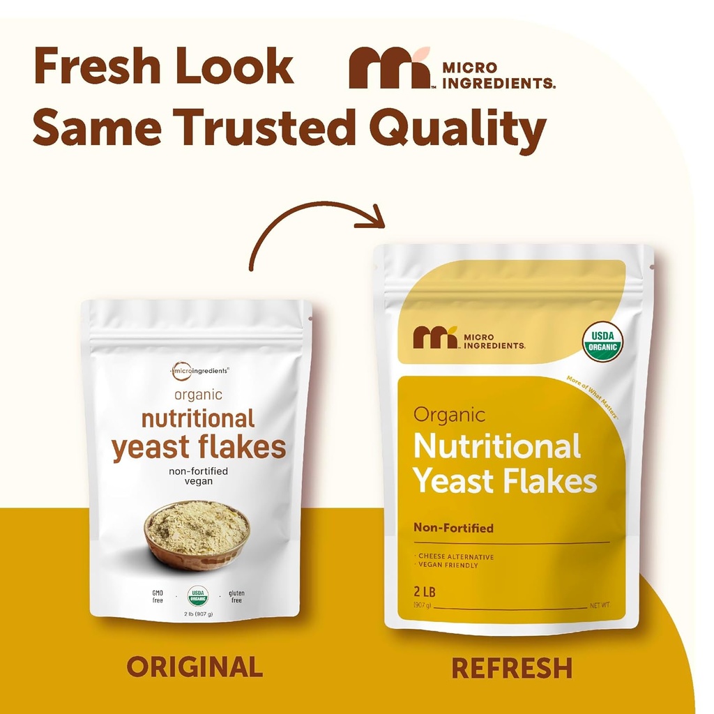 Organic Non-Fortified Nutritional Yeast Flakes, 2 Pounds (32oz) | Rich in Vegan Protein, B Vitamins & Beta-glucans | Keto Friendly, Dairy Free Cheese Substitute, Non-GMO, Gluten Free 3