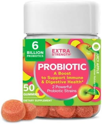 Fits OLLY Extra Strength Probiotic Gummy, 6 Billion CFUs, 2 Strains, Supplement, Apple, 50 Count 2
