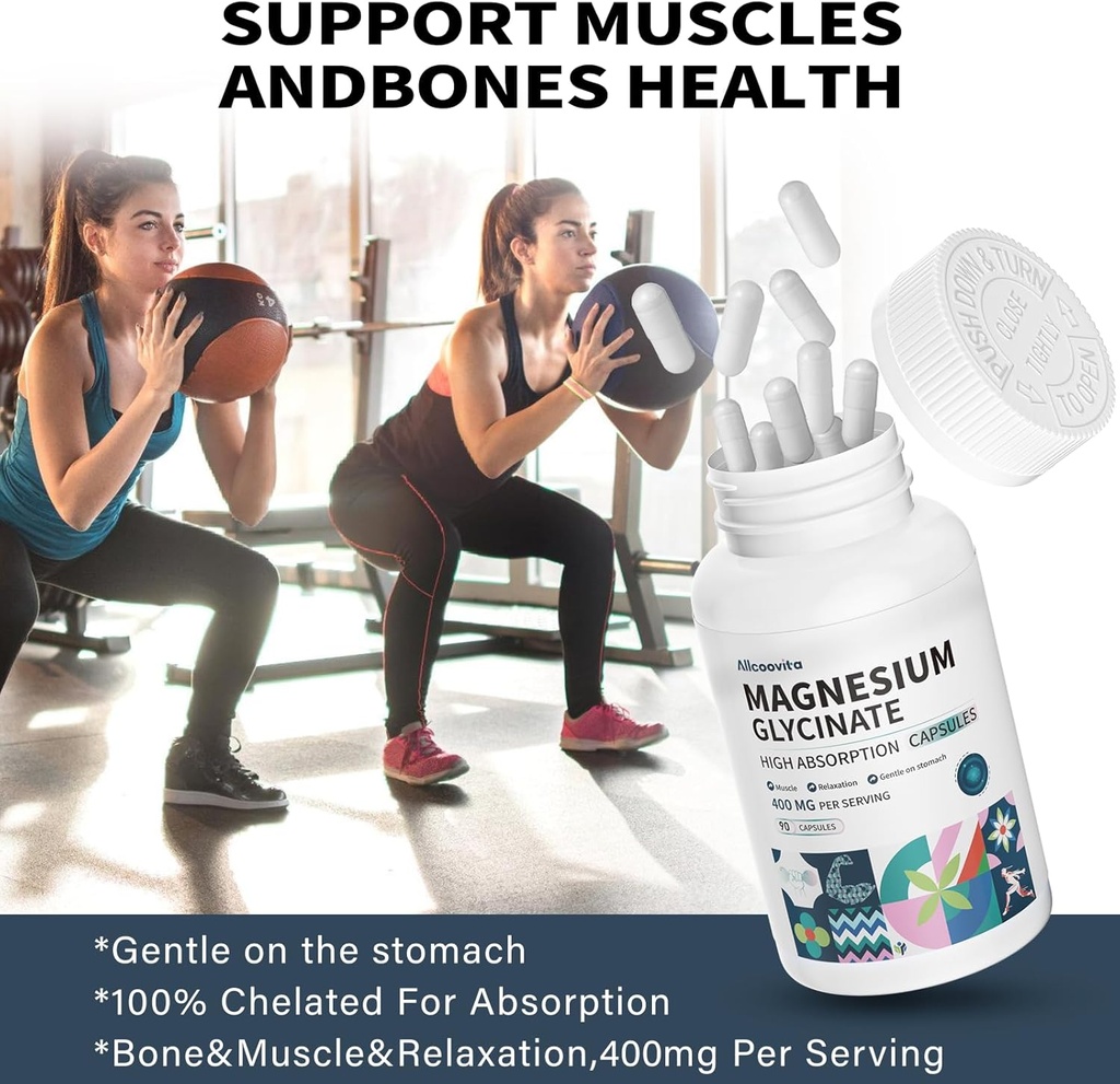 Magnesium Glycinate 400 MG per Serving 100% Chelated for High Absorption, Gentle On Stomach, Non-GMO, 90 Vegetarian Capsules 6